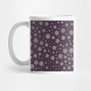 Dark Burgundy Background Winter Snowflakes Pattern Mug